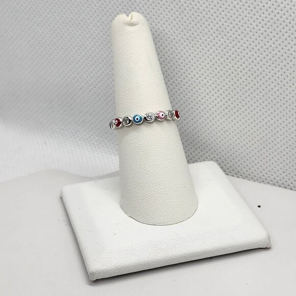 Jewelry - Brand New Sterling Silver 925 Multi Color Evil Eye Ring